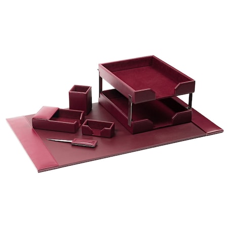 Dacasso Burgundy 8-Piece Leather Desk Set, Bonded Leather DF-5203